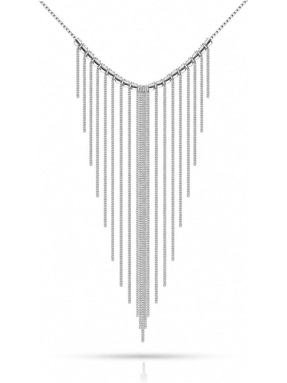 Handmade 925 Sterling Silver Fringe Necklace, Waterfall Tassel Chandelier